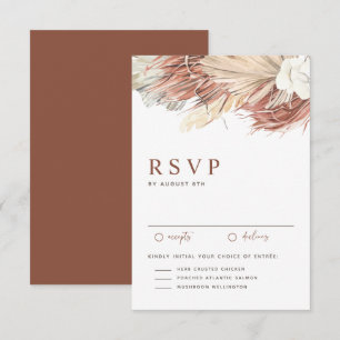 Tarjeta De Confirmación De Asistencia Boda de Orquídeas Boho y Hojas de Palma Secas
