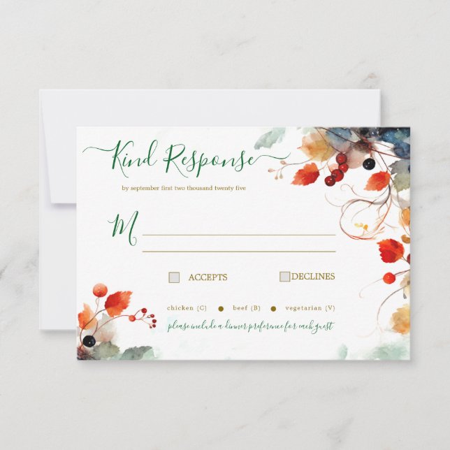 Tarjeta De Confirmación De Asistencia Boda de otoño (Anverso)