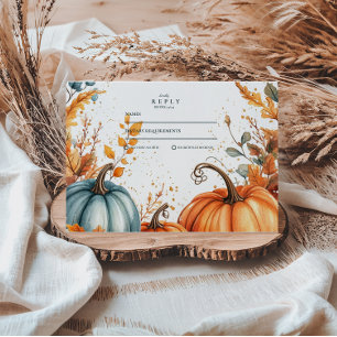 Tarjeta De Confirmación De Asistencia Boda de Otoño con Calabaza Rústica