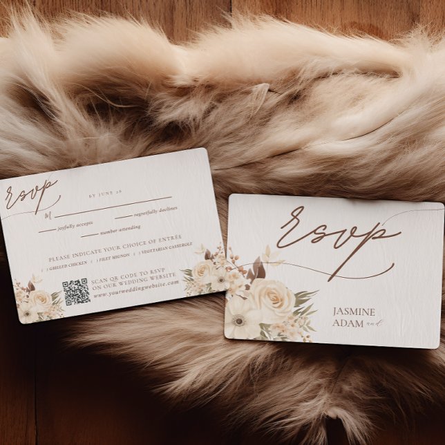 Tarjeta De Confirmación De Asistencia Boda de otoño de acuarela Boho Floral (Subido por el creador)