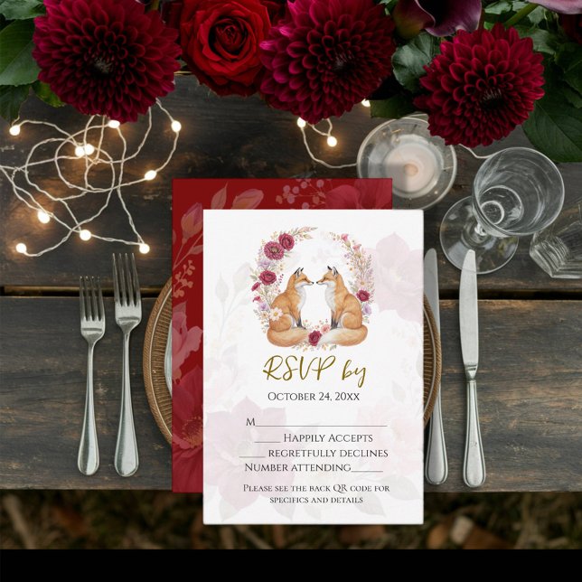 Tarjeta De Confirmación De Asistencia Boda de otoño de Fox juguetón (Subido por el creador)
