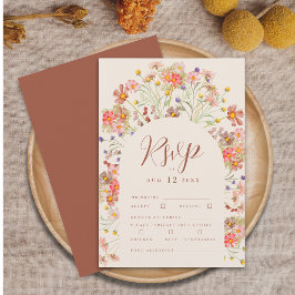 Tarjeta De Confirmación De Asistencia Boda de otoño de Terracotta Boho