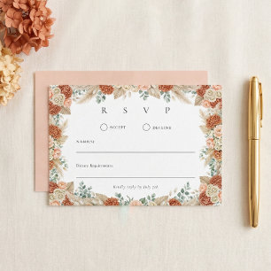 Tarjeta De Confirmación De Asistencia Boda de Otoño Floral Boho Terracota