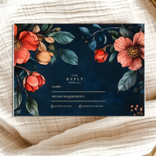 Tarjeta De Confirmación De Asistencia Boda de Otoño Floral Gótico