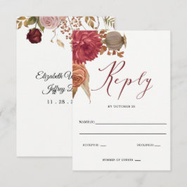 Tarjeta De Confirmación De Asistencia Boda de otoño rústica botánica