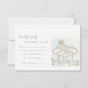 Tarjeta De Confirmación De Asistencia Boda de paisaje acuarela en Las Vegas Nevada