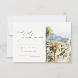 Tarjeta De Confirmación De Asistencia Boda de paisaje de acuarela de Santa Marta Colombi