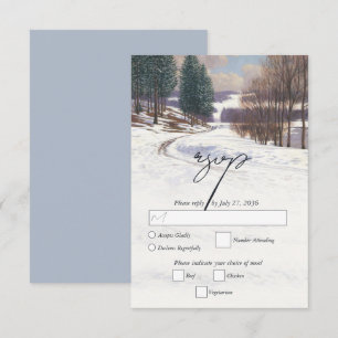 Tarjeta De Confirmación De Asistencia Boda de paisaje de nieve de invierno acuarela