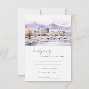 Tarjeta De Confirmación De Asistencia Boda de paisaje en acuarela en Boise, Idaho