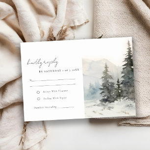 Tarjeta De Confirmación De Asistencia Boda de paisajes de la montaña de nieve de inviern