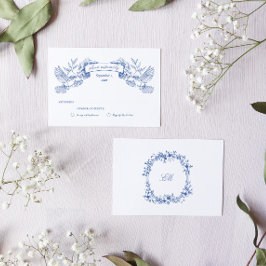 Tarjeta De Confirmación De Asistencia Boda de pájaros azules