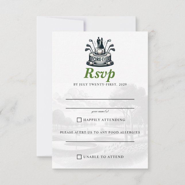 Tarjeta De Confirmación De Asistencia Boda de parejas de golf (Anverso)