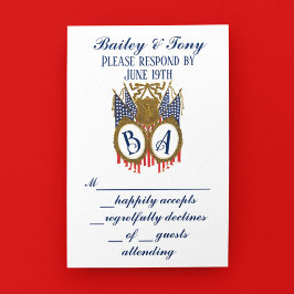 Tarjeta De Confirmación De Asistencia Boda de parejas militares de estilo antiguo