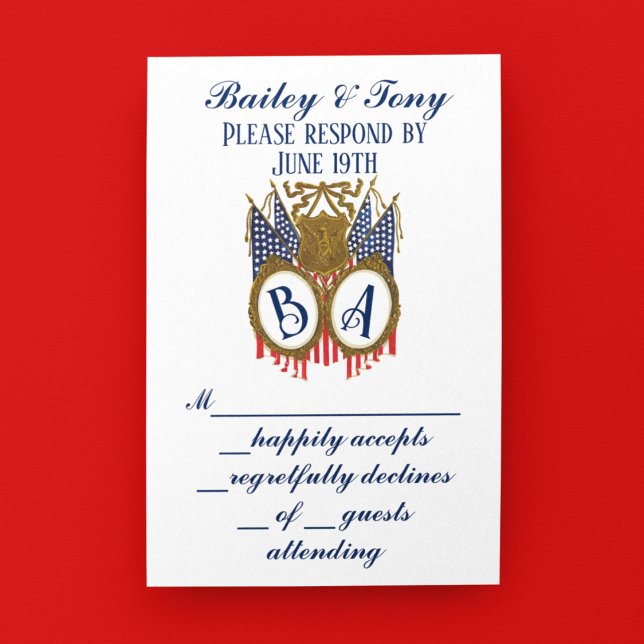 Tarjeta De Confirmación De Asistencia Boda de parejas militares de estilo antiguo (Subido por el creador)