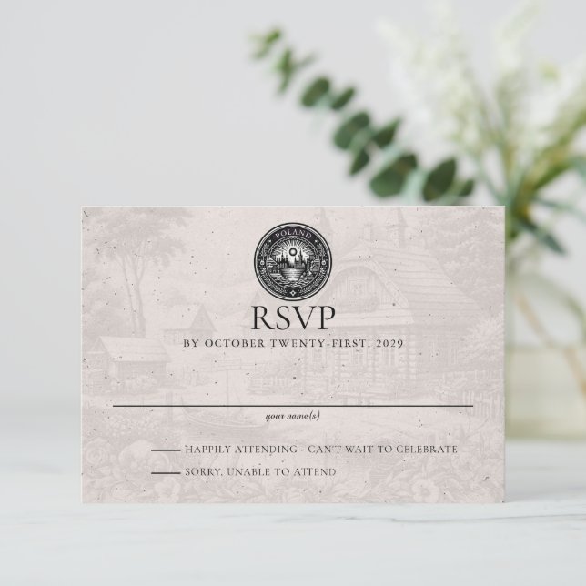 Tarjeta De Confirmación De Asistencia Boda de pasaporte de Polonia (Anverso de pie)