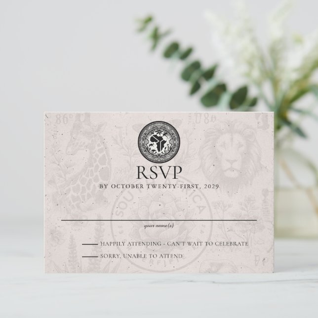 Tarjeta De Confirmación De Asistencia Boda de Pasaportes de Sudáfrica (Anverso de pie)