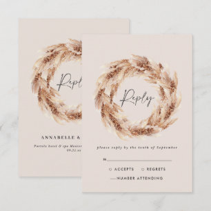 Tarjeta De Confirmación De Asistencia Boda de pasto rústico bohemio moderno