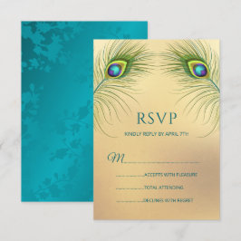 Tarjeta De Confirmación De Asistencia Boda de pavo real elegante floral