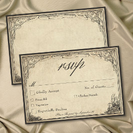 Tarjeta De Confirmación De Asistencia Boda de pergamino medieval gótico vintage
