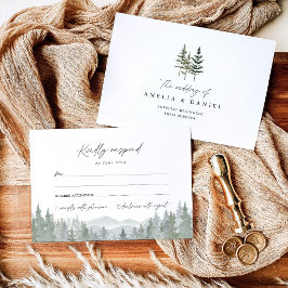 Tarjeta De Confirmación De Asistencia Boda de Pino del Bosque de Montaña