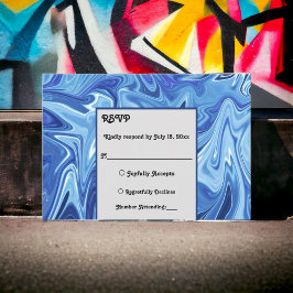 Tarjeta De Confirmación De Asistencia Boda de pintura al óleo del resumen azul de la Mar