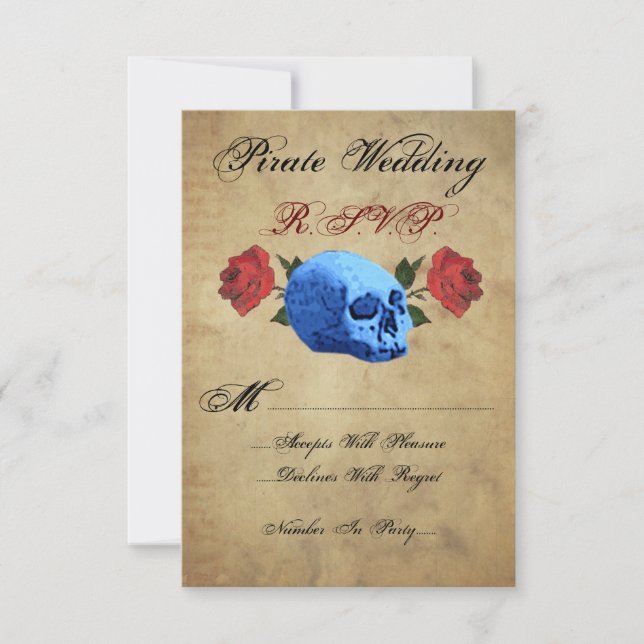 Tarjeta De Confirmación De Asistencia Boda de Piratas R.S.V.P. (Anverso)