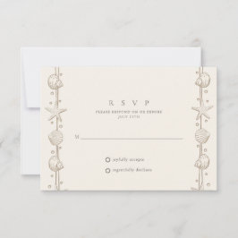 Tarjeta De Confirmación De Asistencia Boda de Playa Arena Concha de Mar 