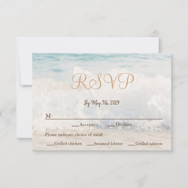 Tarjeta De Confirmación De Asistencia Boda de playa temática/mar (Anverso)