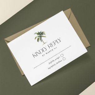 Tarjeta De Confirmación De Asistencia Boda de playa tropical con palmeras mínimas