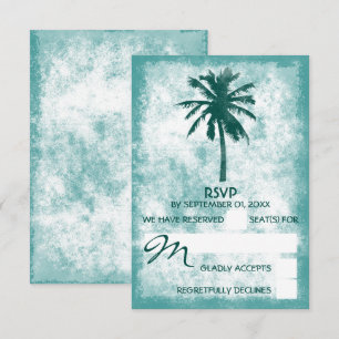 Tarjeta De Confirmación De Asistencia Boda de Playa Tropical Palm Tree