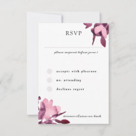 Tarjeta De Confirmación De Asistencia Boda de Plomero Floral de acuarela romántica