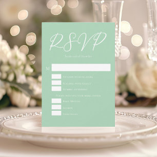 Tarjeta De Confirmación De Asistencia Boda de primavera en el guión blanco verde suave d