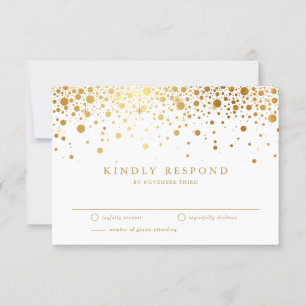 Tarjeta De Confirmación De Asistencia Boda de puntos de confetti de Relieve metalizado d
