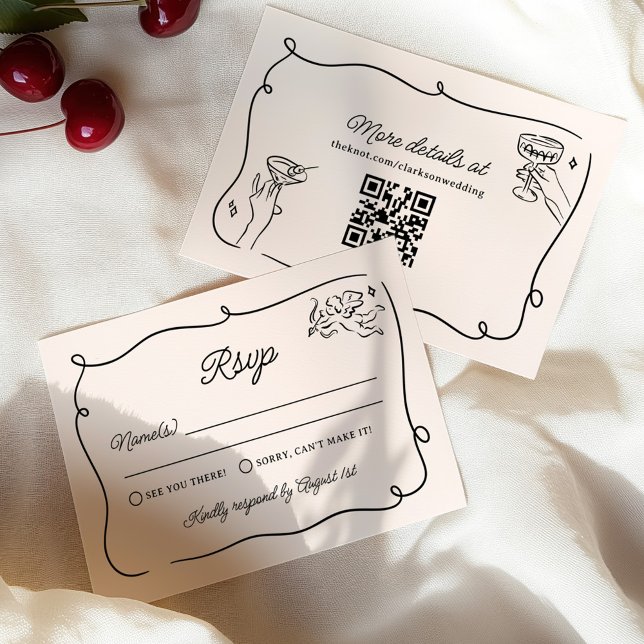 Tarjeta De Confirmación De Asistencia Boda de Quirky y Whimsical Cupido Cherubs (Subido por el creador)