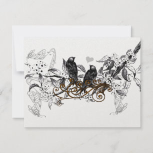 Tarjeta De Confirmación De Asistencia Boda de Rama de Flores Blancas de Aves Amores Vint