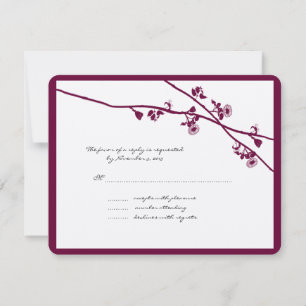 Tarjeta De Confirmación De Asistencia Boda de ramas de flores silvestres Plum Purple