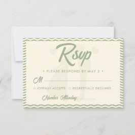 Tarjeta De Confirmación De Asistencia Boda de raya ondulada verde salvia moderna