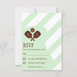 Tarjeta De Confirmación De Asistencia Boda de Rayas de Pickleball Elegante