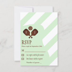 Tarjeta De Confirmación De Asistencia Boda de Rayas de Pickleball Elegante