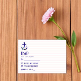 Tarjeta De Confirmación De Asistencia Boda de rayas florales náuticas