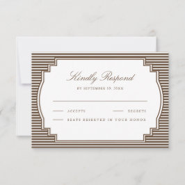 Tarjeta De Confirmación De Asistencia Boda de rayas marrón chocolate