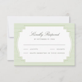 Tarjeta De Confirmación De Asistencia Boda de rayas verde salvia clásico