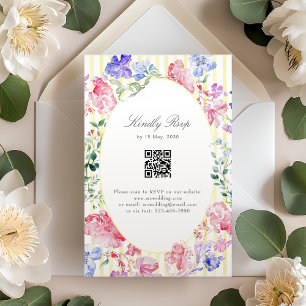 Tarjeta De Confirmación De Asistencia Boda de Regencia Floral Romántica Vintage Código Q