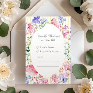 Tarjeta De Confirmación De Asistencia Boda de Regencia Floral Vintage Elegante