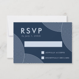 Tarjeta De Confirmación De Asistencia Boda de remolino geométrico azul claro y azul mari