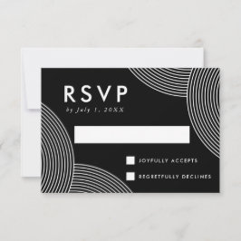 Tarjeta De Confirmación De Asistencia Boda de remolino geométrico en blanco y negro