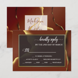 Tarjeta De Confirmación De Asistencia boda De Resumen Elegante De Oro De Borgoña 🤵