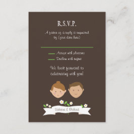Tarjeta De Confirmación De Asistencia Boda de retrato de pareja Personalizado ilustrado
