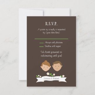 Tarjeta De Confirmación De Asistencia Boda de retrato de pareja Personalizado ilustrado