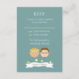 Tarjeta De Confirmación De Asistencia Boda de retrato de pareja Personalizado ilustrado